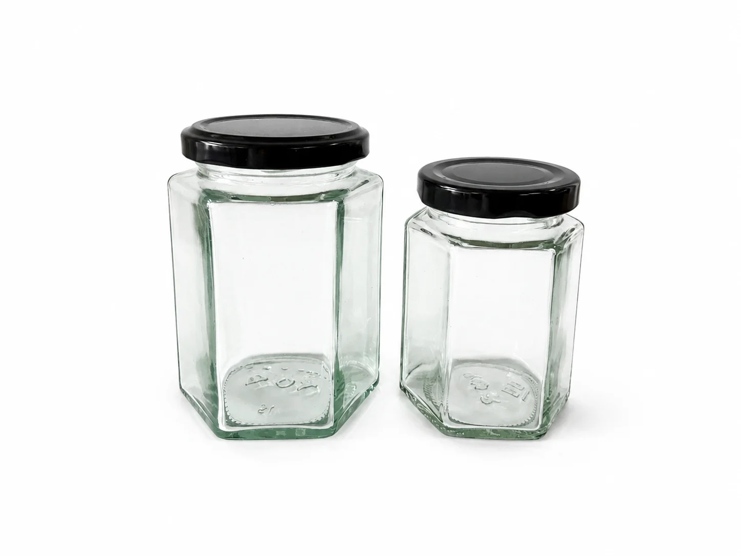 Glass Hexagonal Honey Jars
